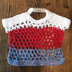 Handmade crochet vegetable/tote/beach/purse reusable grocery 4th of July  USA